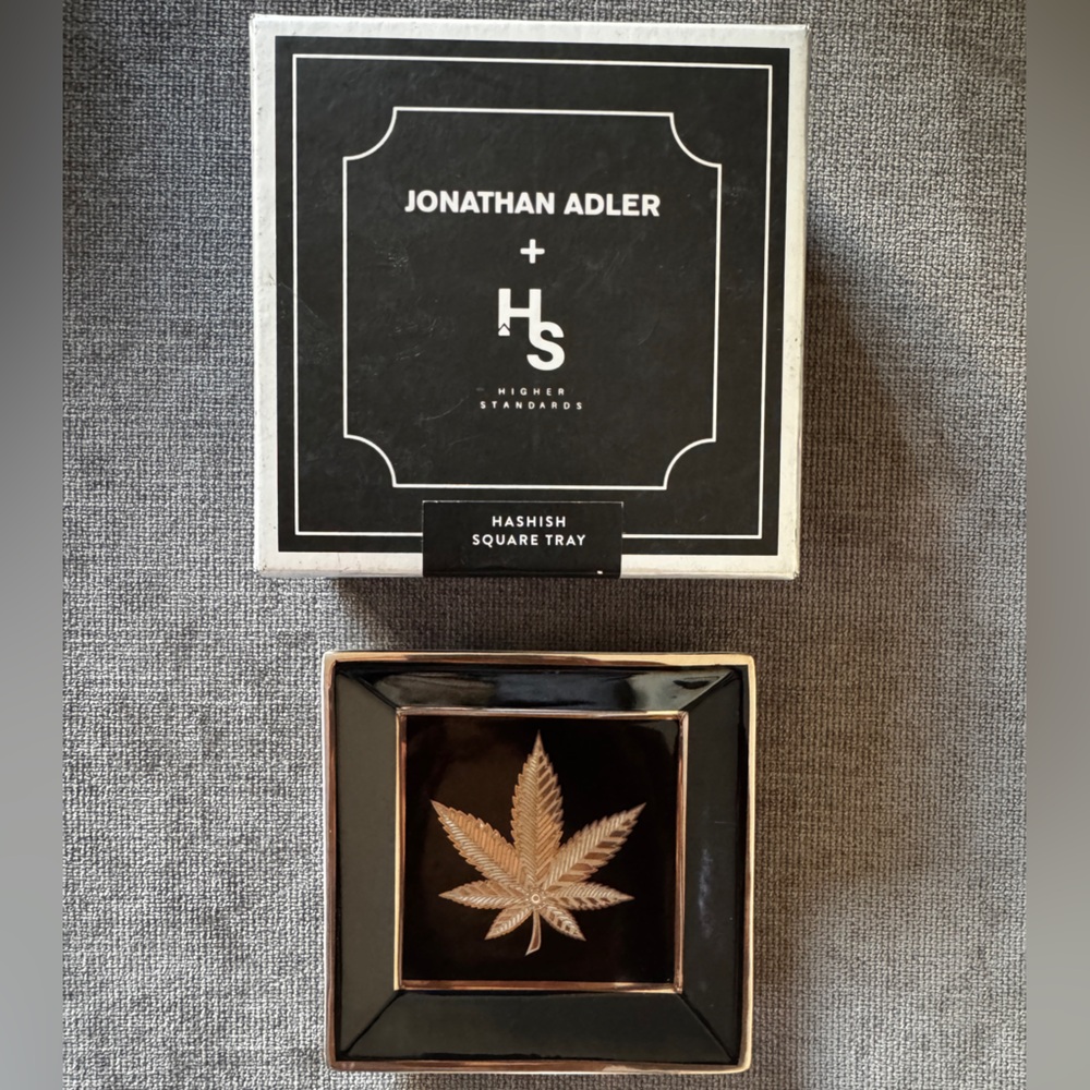 Jonathan Adler Black Higher Standards Gold Decorative Tray